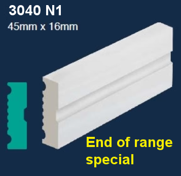 3040N1 Architrave Shadowline Natural 45 x 16 x 2.45m - Per 2.45m length