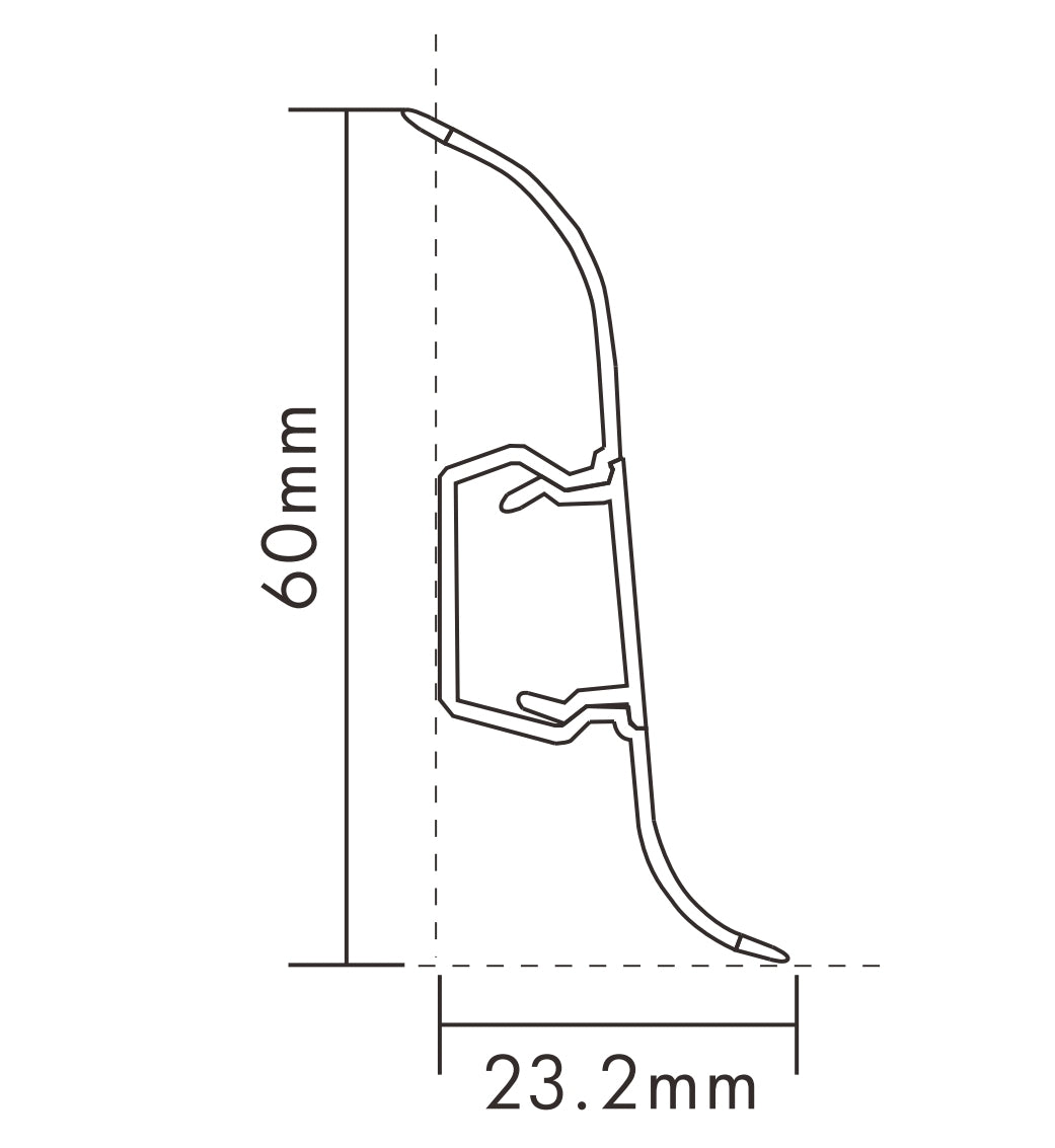 PVC KMS Skirting Econo 60mm x 23 mm x 2.5m (per length)