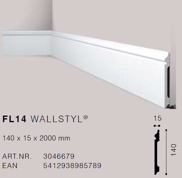 FL14 Wallstyl Skirting 140 x 15 - 2m length