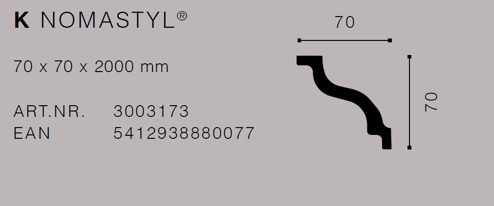 NMC K 70mm x 70mm Extruded Cornice - Per 2m length