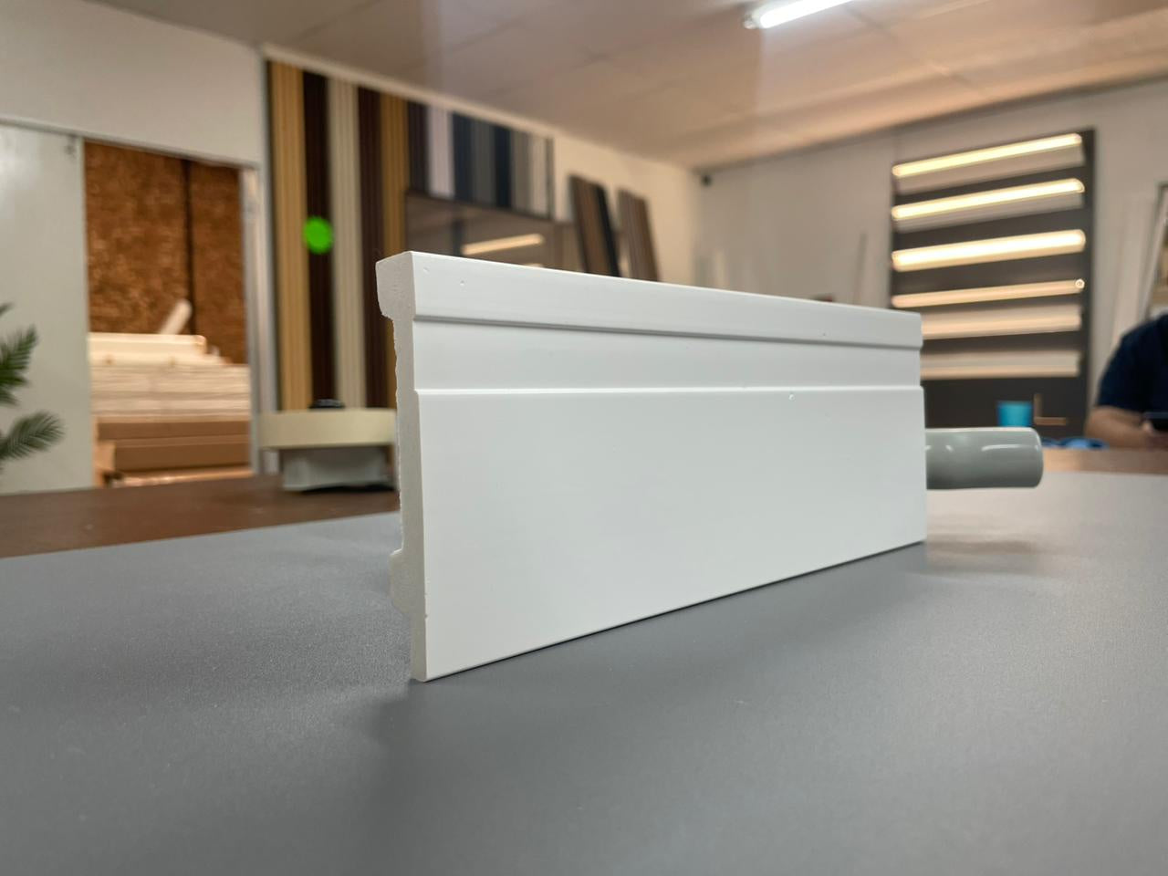 Gemini 90 x 15mm Polymer Skirting Flat grooved - 2.7m length