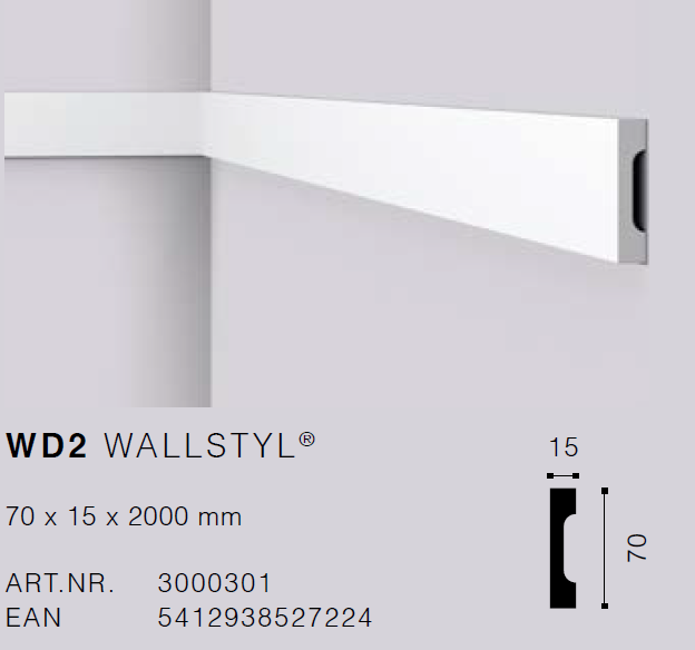 NMC WD2 Wallstyl 70x15 x 2000 mm Skirting