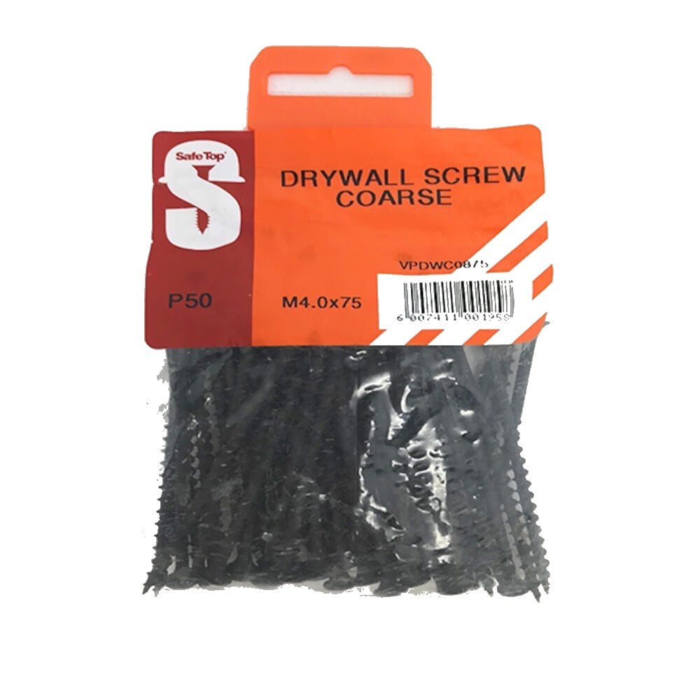 Screws - 75 mm Dry wall coarse thread (M4 x 75) - Pack of 50