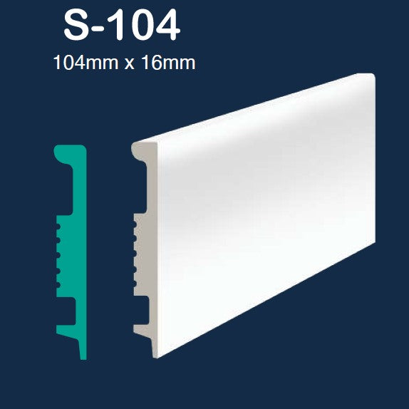 S-104 Bullnose skirting (104mm x 16mm x 2.7m) Per 2.7m length