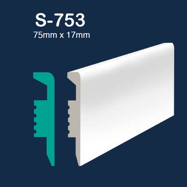 S-753 Skirting (75 mm x 17 mm x 2.7 m ) Per 2.7m length