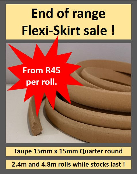 Flexi-Skirt 15 mm x 15mm Quarter Round Taupe Colour Flexible Skirting