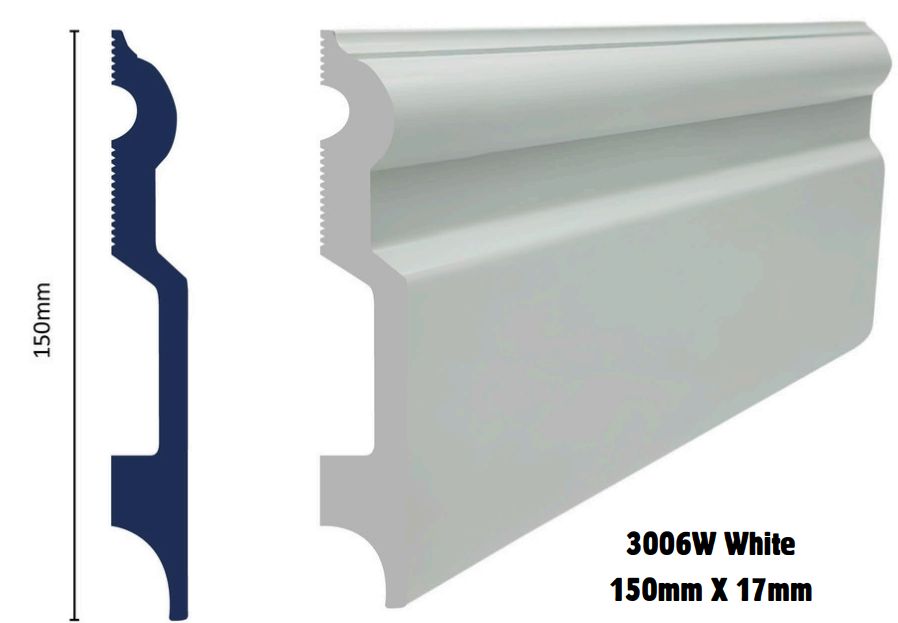 3006W Polymer Skirting 150 x 17 mm - Per 2.7 m length