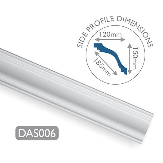 DAS S006 Moulded EPS Cornice 185mm - 2m length