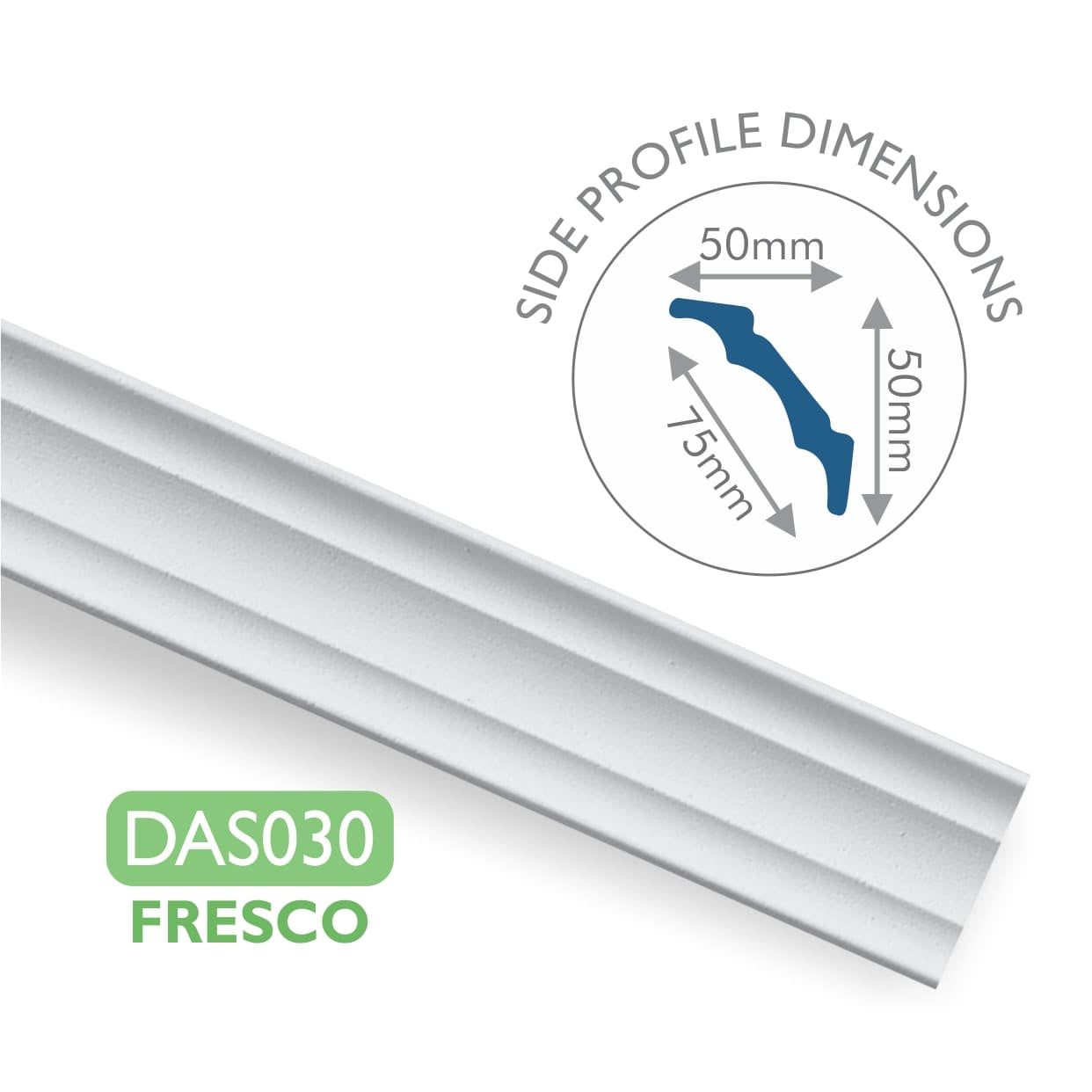 DAS030 FRESCO Moulded Cornice 50 x 50mm - per 2m length