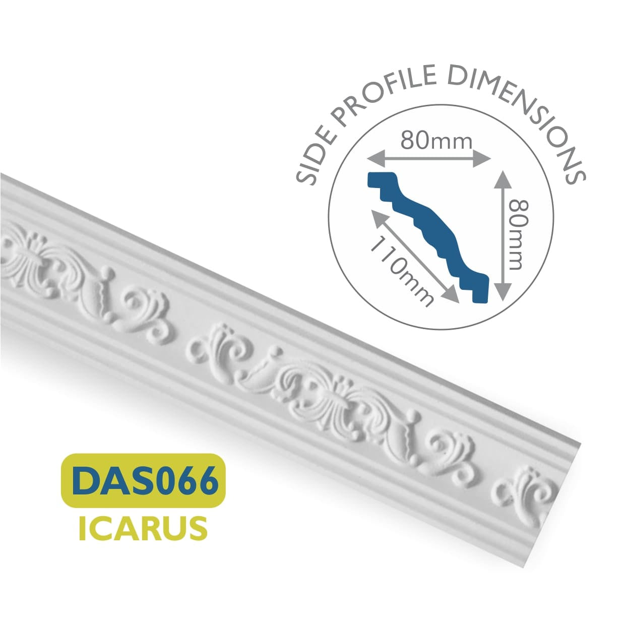 DAS066 ICARUS Moulded Cornice 80 x 80mm - per 2m length