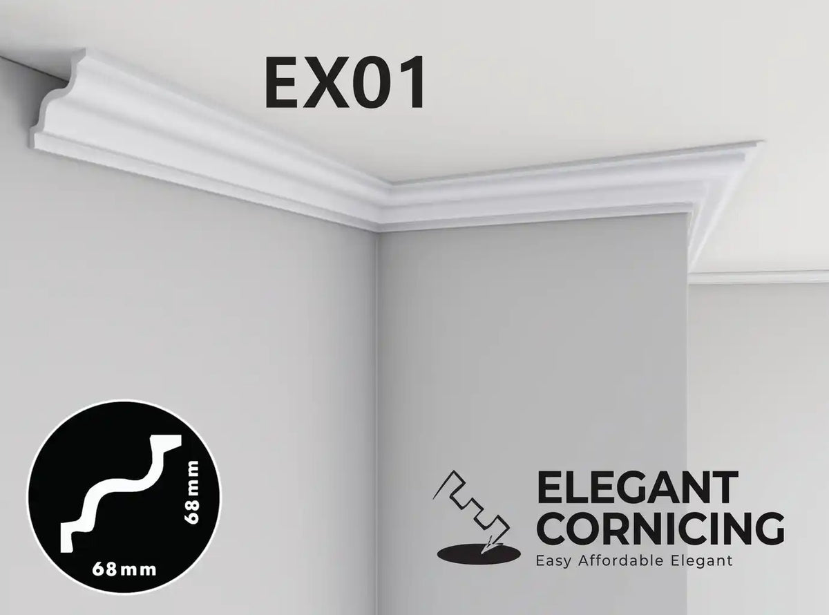EX01 Extruded cornice 68 mm x 68mm x 2m - (4pack/8m) per pack