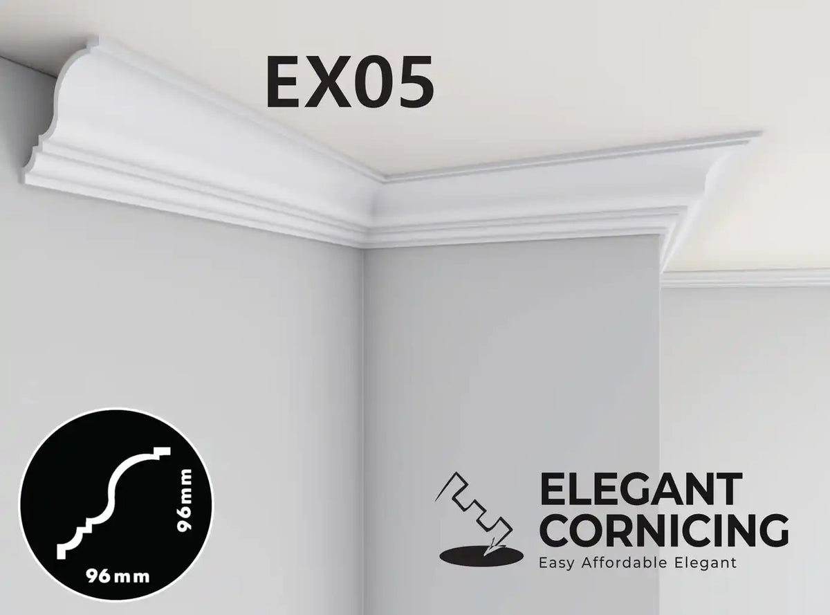 EX05 Extruded cornice 96 mm x 96mm x 130mm x 2m - (4pack/8m) per pack