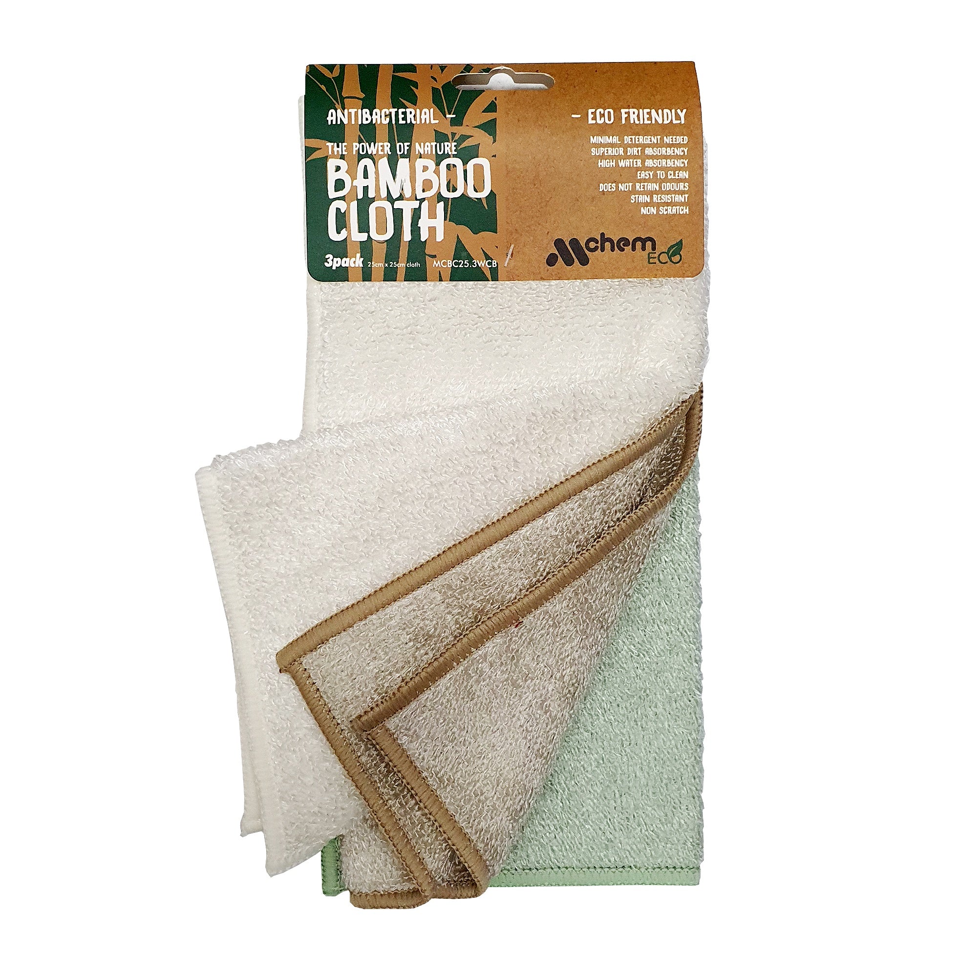 Bamboo cloth 3 pack - White, Cyan, Brown - per set