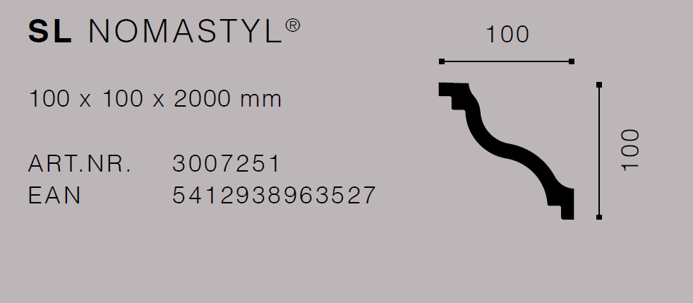 NMC SL 100mm x 100mm Extruded Cornice - Per 2m length
