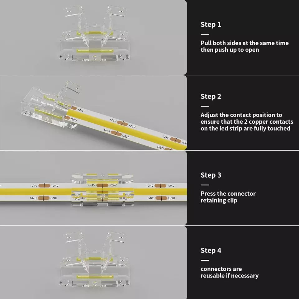 10mm Connectors for COB LED strip lights