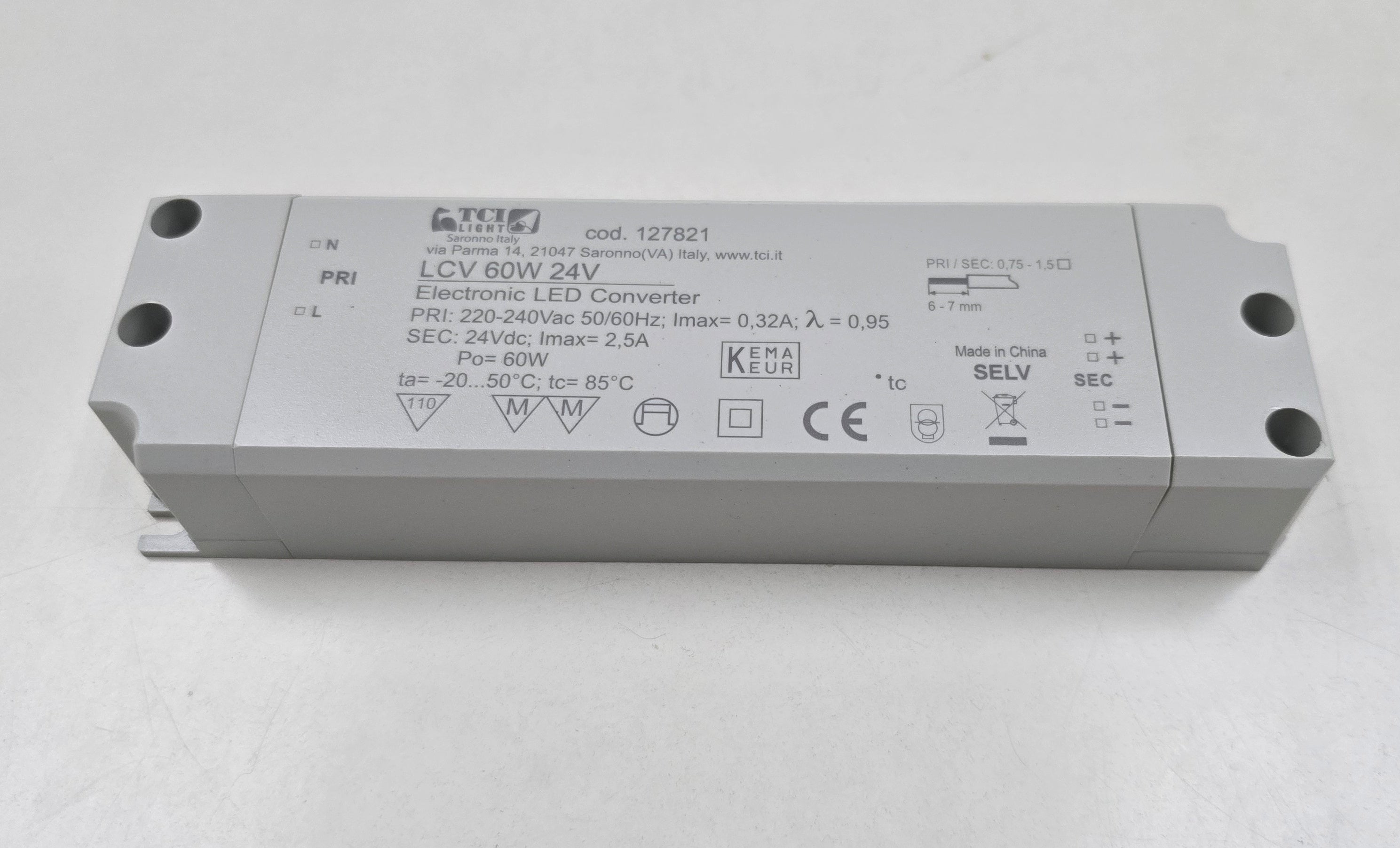 TCI 60 Watt IP20 LED Constant Voltage Driver 24 Volt