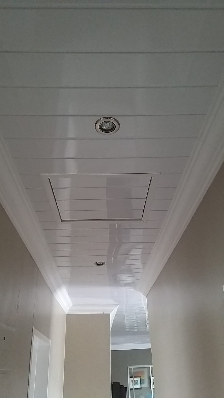Glossy White Grooved (25C01) PVC Ceiling Board - Per Board