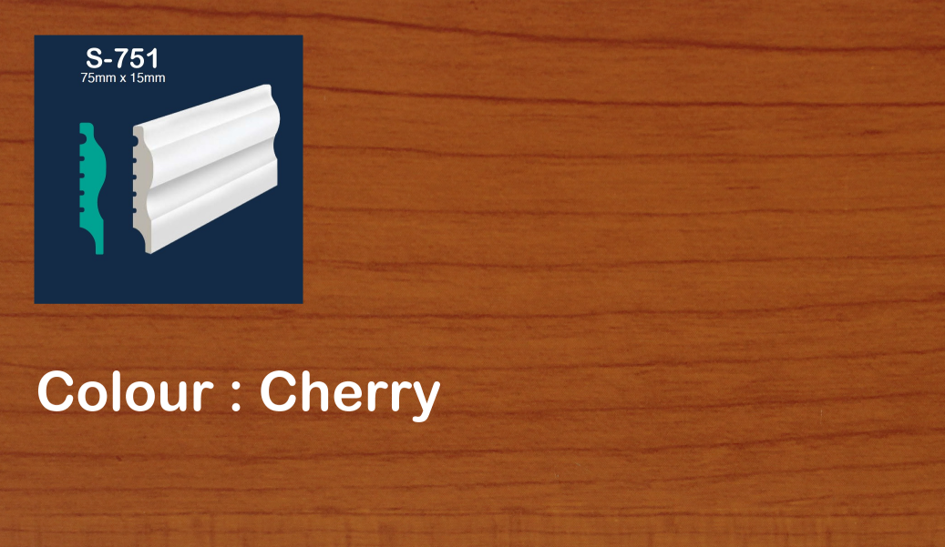 #colour_cherry S-751 75mm Polymer skirting Cherry EFECO
