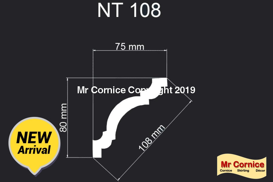 EPS NT 108 Cornice (per 2 m length)