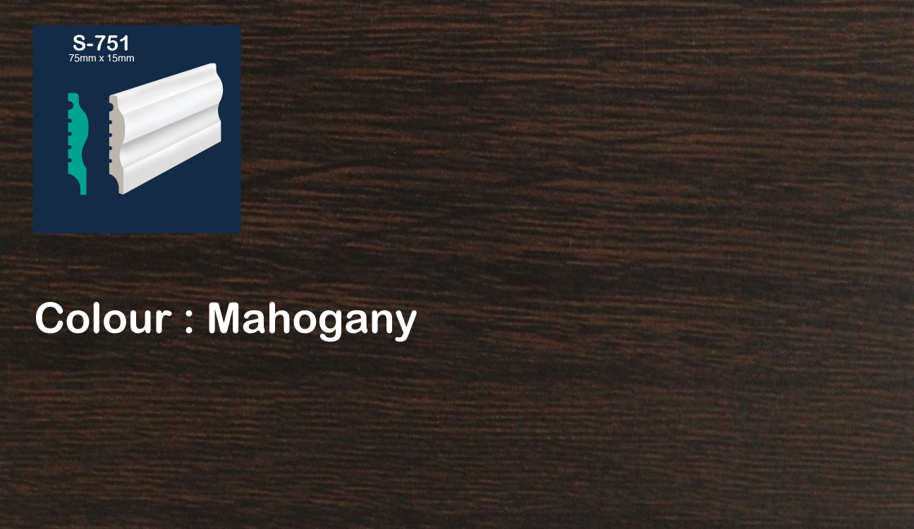 S-751 #colour_mahogany 75mm Polymer skirting mahogany EFECO