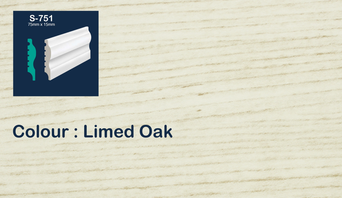 #colour_limed oak S-751 75mm Polymer skirting Limed Oak EFECO