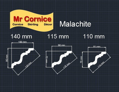 Malachite Cornice (per 2 m length)