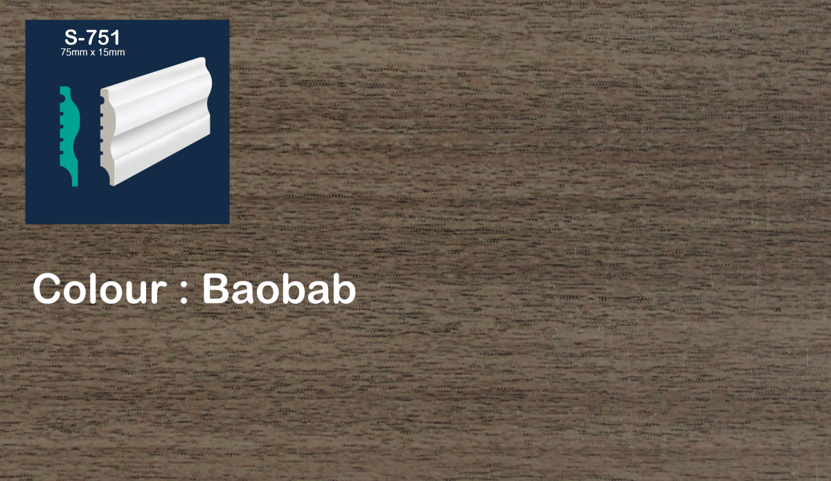 #colour_baobab S-751 75mm Polymer skirting Baobab EFECO