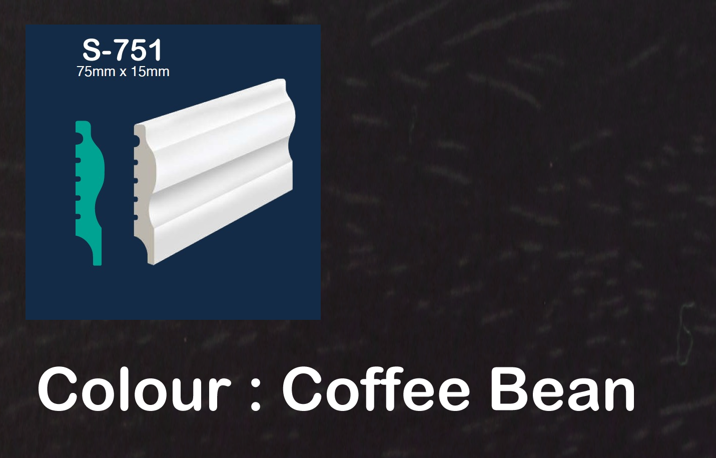 #colour_coffee bean S-751 75mm Polymer skirting Coffee Bean EFECO